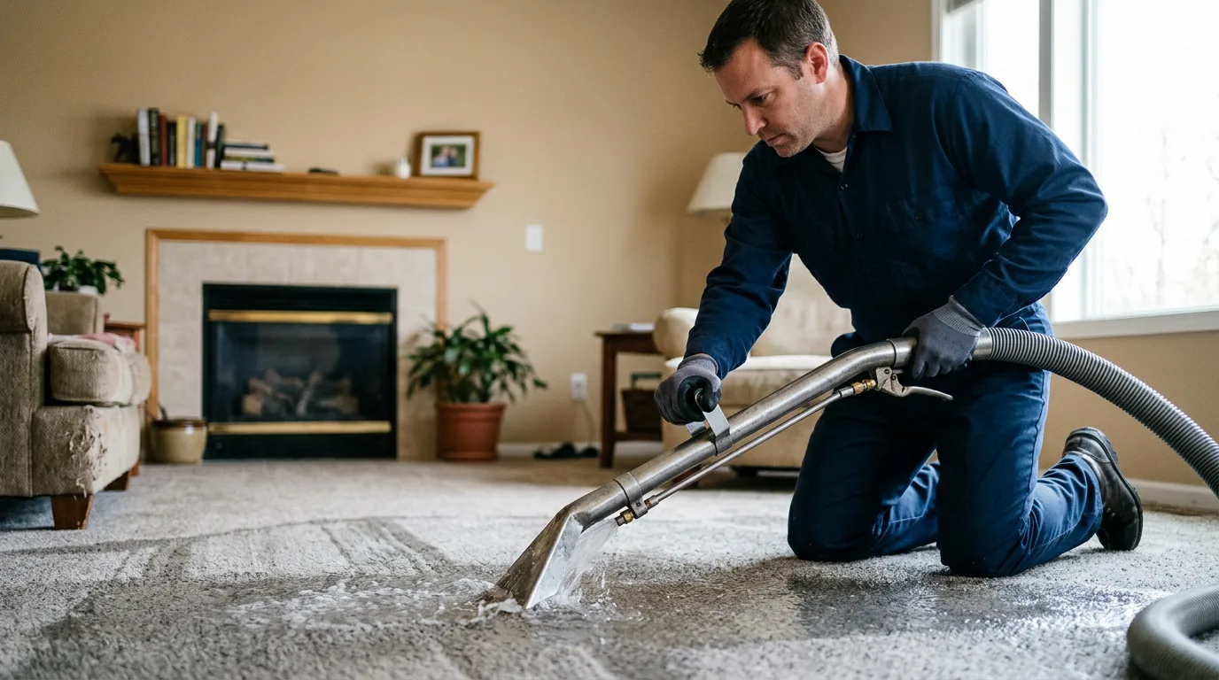 Water damage restoration technician working near Lakeville, IN